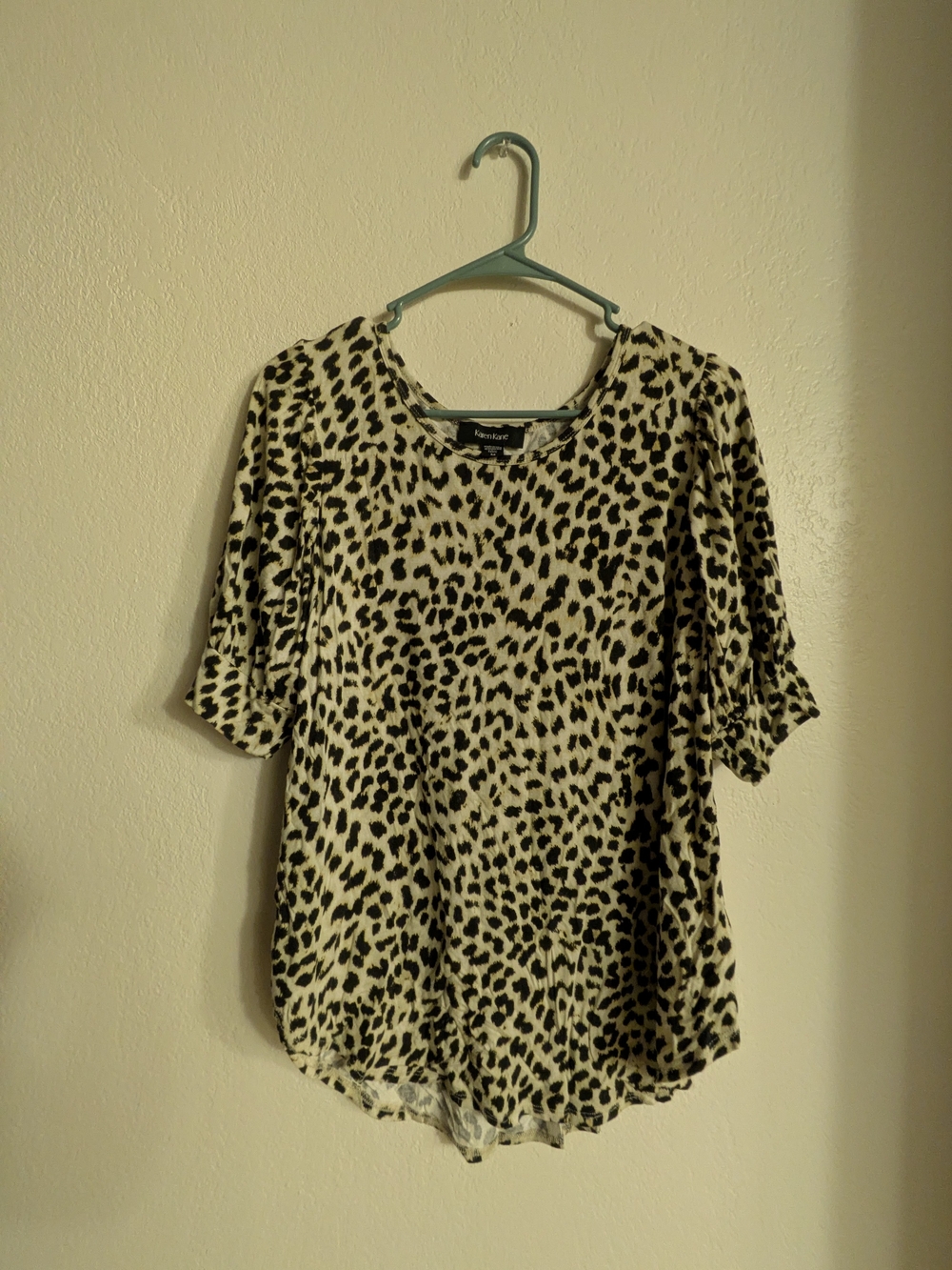 Karen Kane Cream and Black Leopard Print Blouse